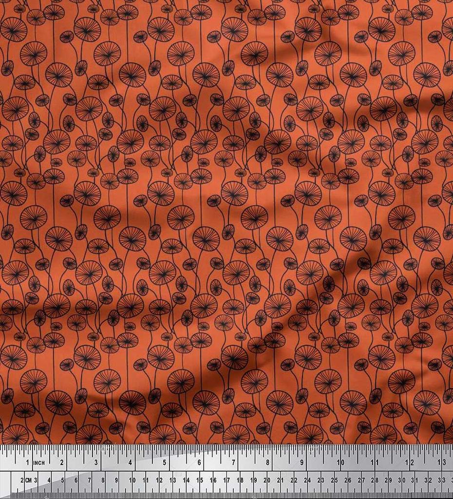 Soimoi Japan Crepe Satin Fabric Artistic Floral Decor Fabric Printed Metre 42 Inch