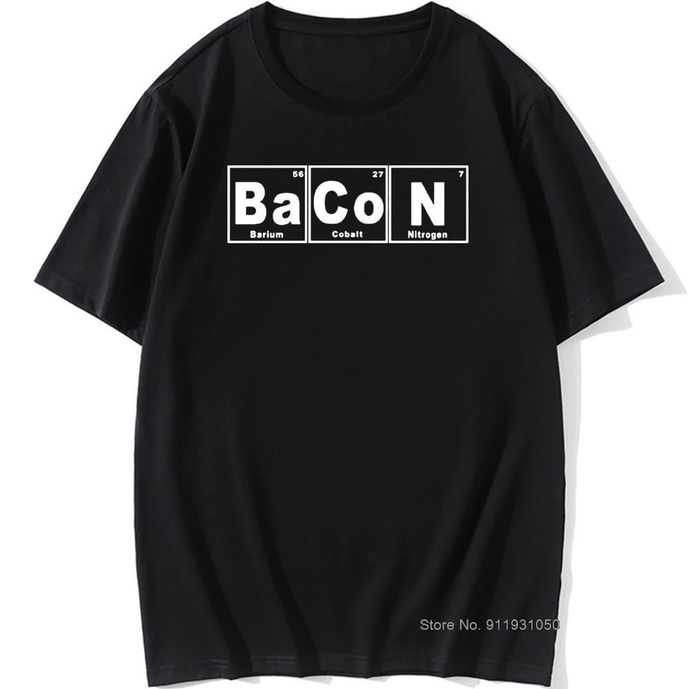 Periodic Table Chemistry Of Bacon T Shirt Design Funny Tshirt Unisexs Tops Tees Short Sleeve Camisetas Tshirt