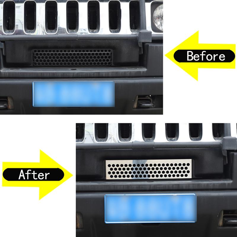 For Hummer H2 2003-2009 Stainless Steel Car Front Bumper Grille Air Intake Cover Mesh Decoration Car Modification Accessories