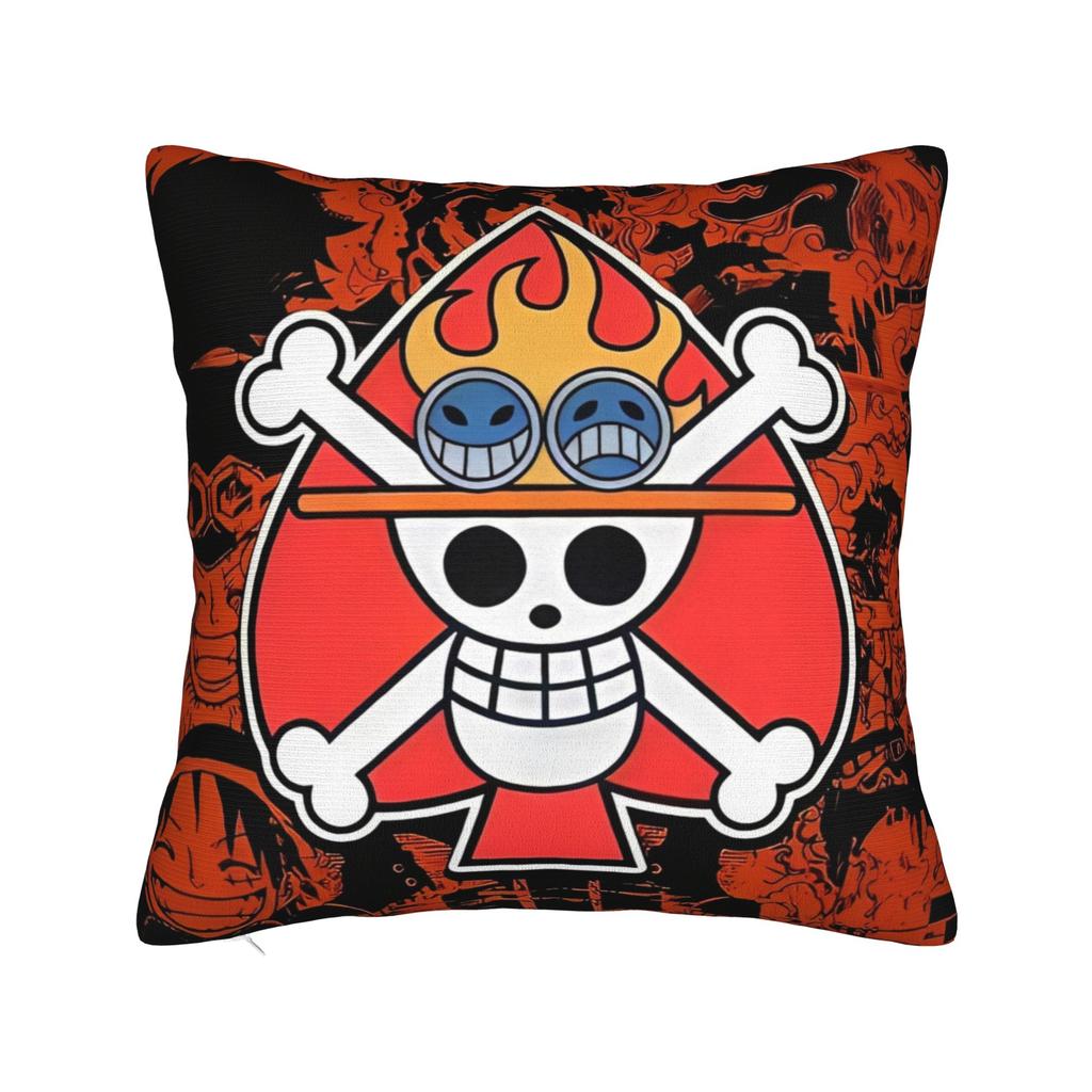 Luffy Anime  Skull Square Pillow Case  Cushion Cover Funny Zipper Decorative Pillowcover for Sofa Cm