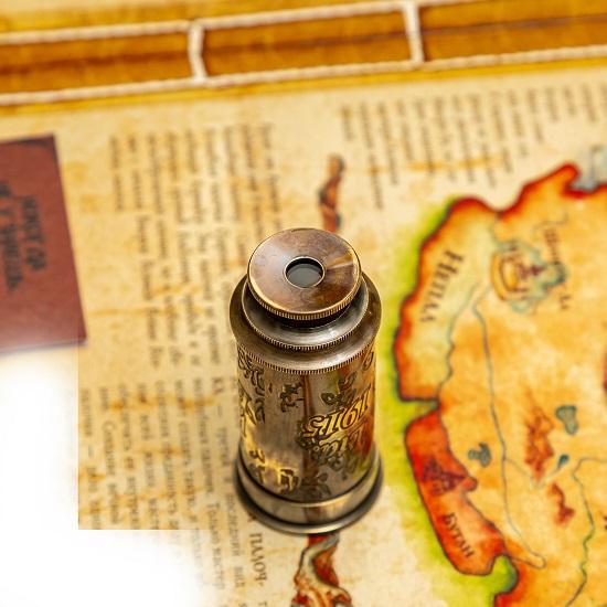 Brass Telescope - 15.24 Cm with Engraved Hardwood Box by W. Ottway Ealing