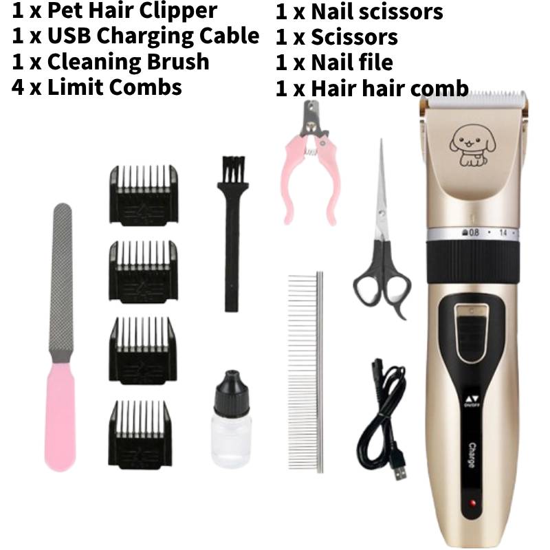 Cordless Pet Electric Dog Cats Grooming Clippers Low Noise Shaver Kit Trimmer