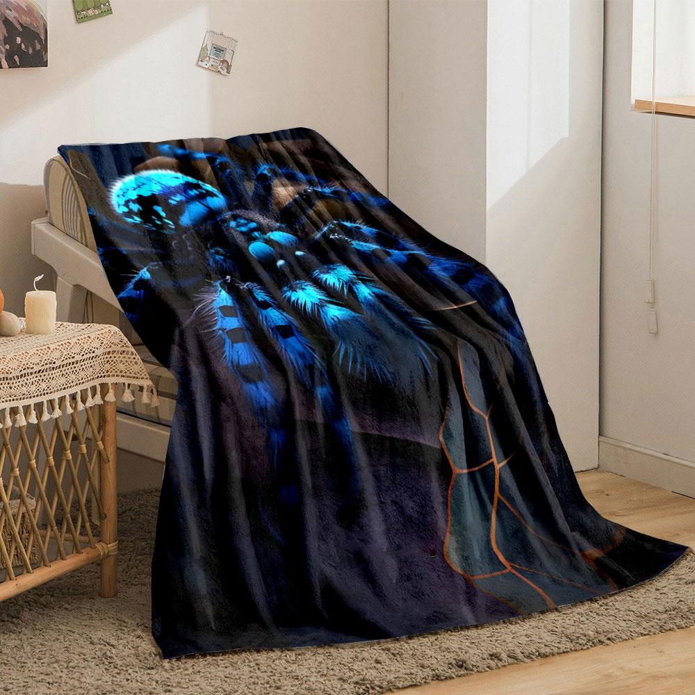 Blue Striped Spider Blanket bedroom Blanket for Livingroom Couch lunch break Soft throw for Friend's festival Gift