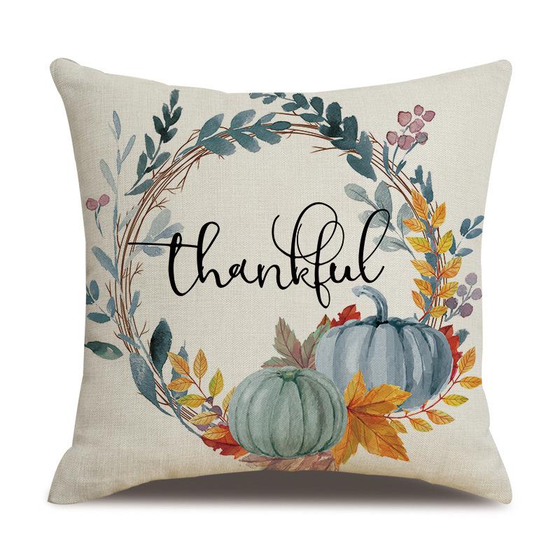 Thanksgiving Linen Pillow Case Autumn Pumpkin Print Supply Pillow Cushion Cover Premium Durable Quality Useful