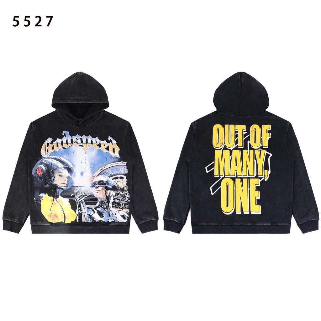 American Trendy GD Rock Retro Distressed Hoodie - Autumn/Winter Fashion