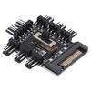 Computer Fan Hub Splitter 8‑Way Speed Controller 3 Pin Extension Cable SATA Interface