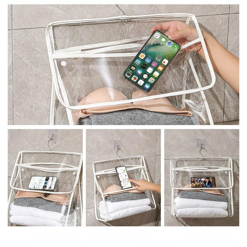 Waterproof Transparent PVC Hanging Clothes Bag Dormitory Storage Organizer Artifacts Hanging Storage Bag Easy Room Organization