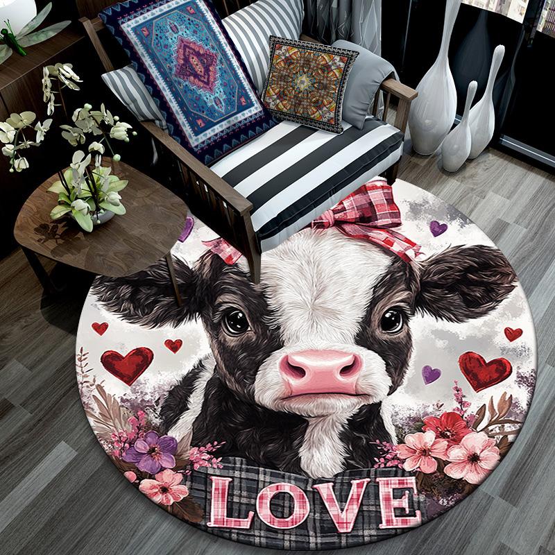 Calf Round Area Rug,Carpet Rug for Living Room Bedroom Sofa Playroom Decor,Non-slip Floor Mat