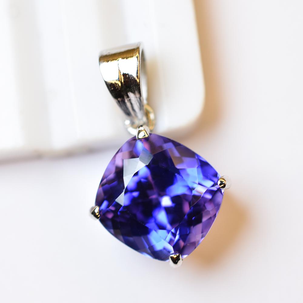 AA+ 925 Sterling Silver Pendant Blue Tanzanite Gemstone 15 Ct Natural Certified