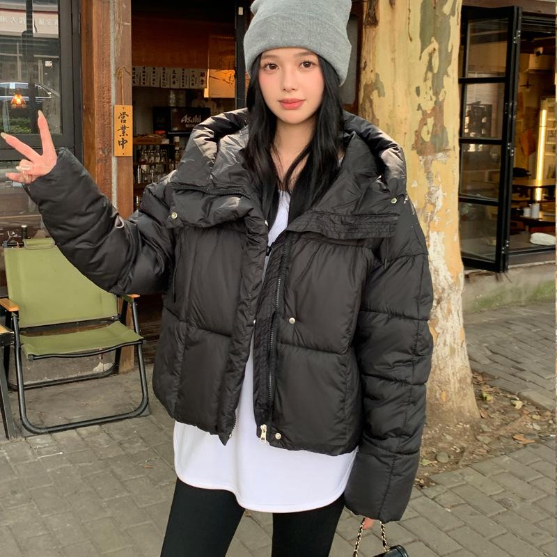 Puff short down cotton jacket women's 2025 winter new Korean Kendou style hooded loose thickened bread jacket