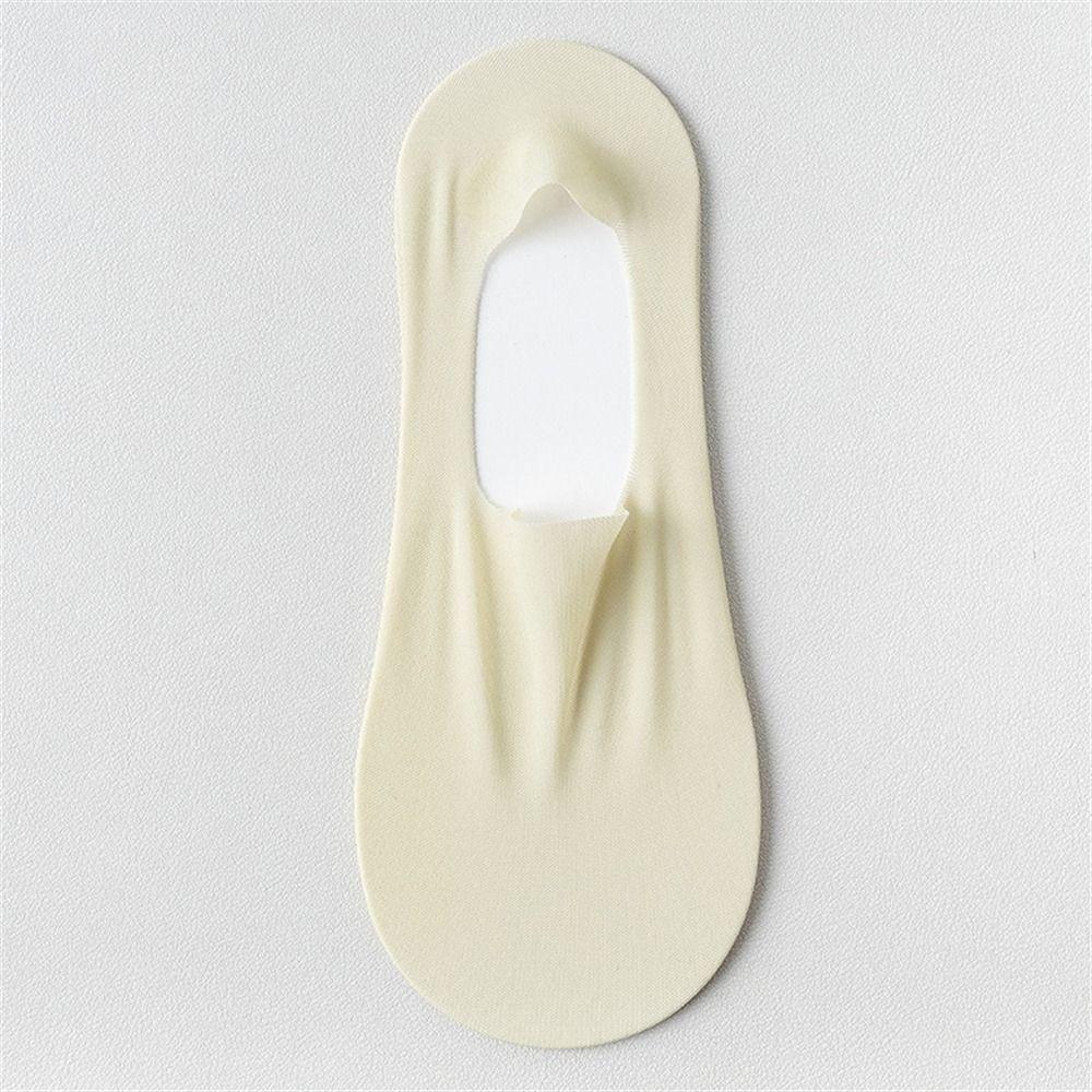 1 Pair Thin Breathable Boat Socks Non-slip Shallow Mouth Invisible Short Sock Solid Color Traceless Ice Silk Socks for Summer