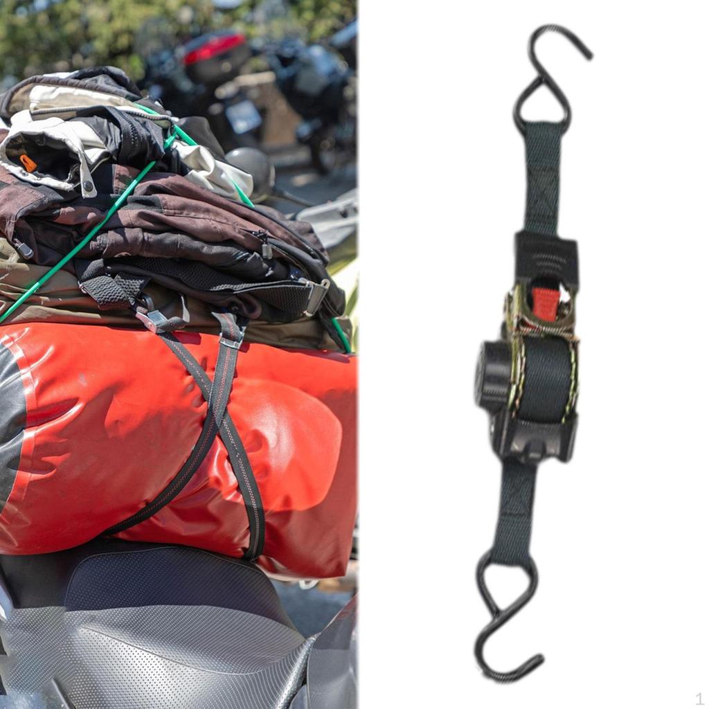 Adjustable Length Ratchet Strap with S Hooks for Boat and Truck Cargo