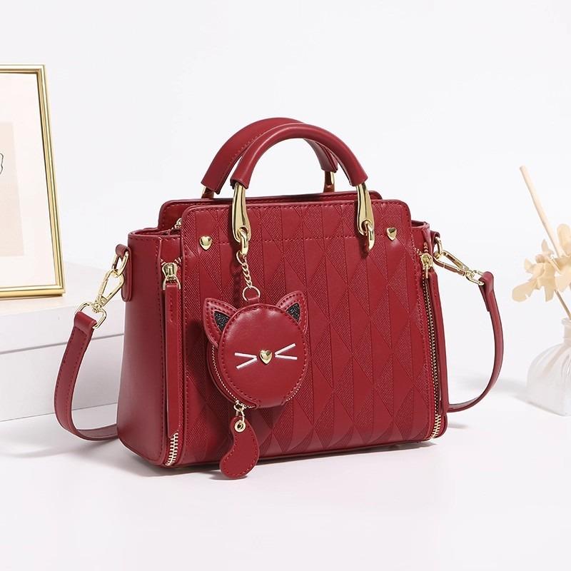 Leather Bag Women's Handbag New Messenger Bag Bucket Bag Fashionable Versatile Shoulder Bag Large Capacity