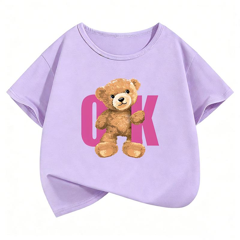 Fashion Kawaii Bear TShirt Printed T Shirt Girls Summer Kids Childrens Short Sleeve Tops TShirts Cute Boys Clothing