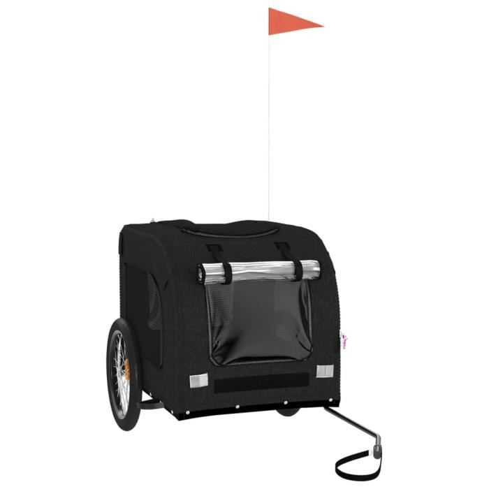 VidaXL Remorque de vélo pour chien noir tissu oxford et fer 93842