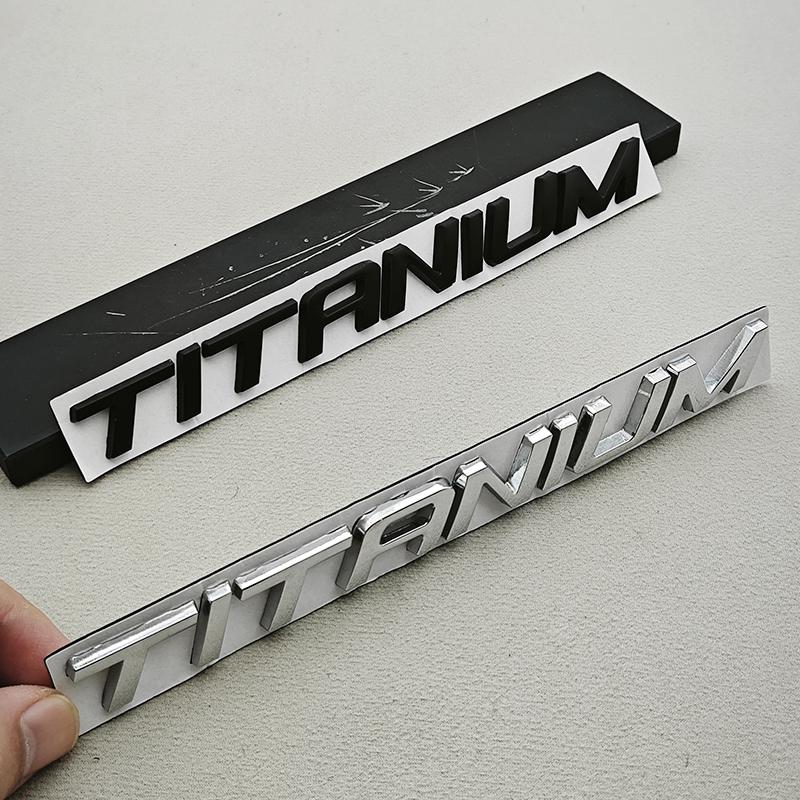 1pc 3D Metal Chrome Black Car Sticker TITANIUM Logo Rear Trunk Badge For Ford S7Ecosport Fiesta Focus Mondeo Edge Escape Kuga