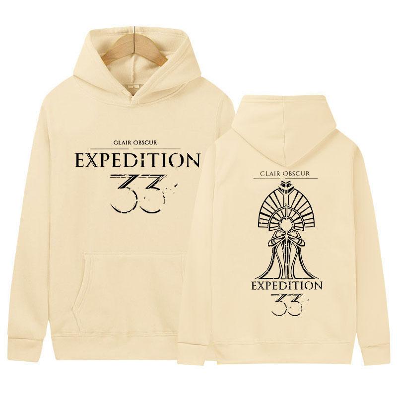 Clair Obscur 33 Bluza z kapturem z okładką graficzną Odzież unisex Gotycka bluza z długim rękawem Bluza typu pulower o retro estetyce