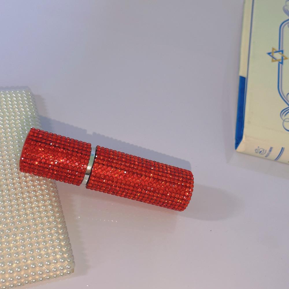 10ML Perfume Atomizer Bottle Rhinestone Inlaid Cosmetic Containers  Travel Red