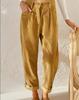 2024 Women's High-Waist Corduroy Autumn Pants - Solid Color, Loose Straight Leg