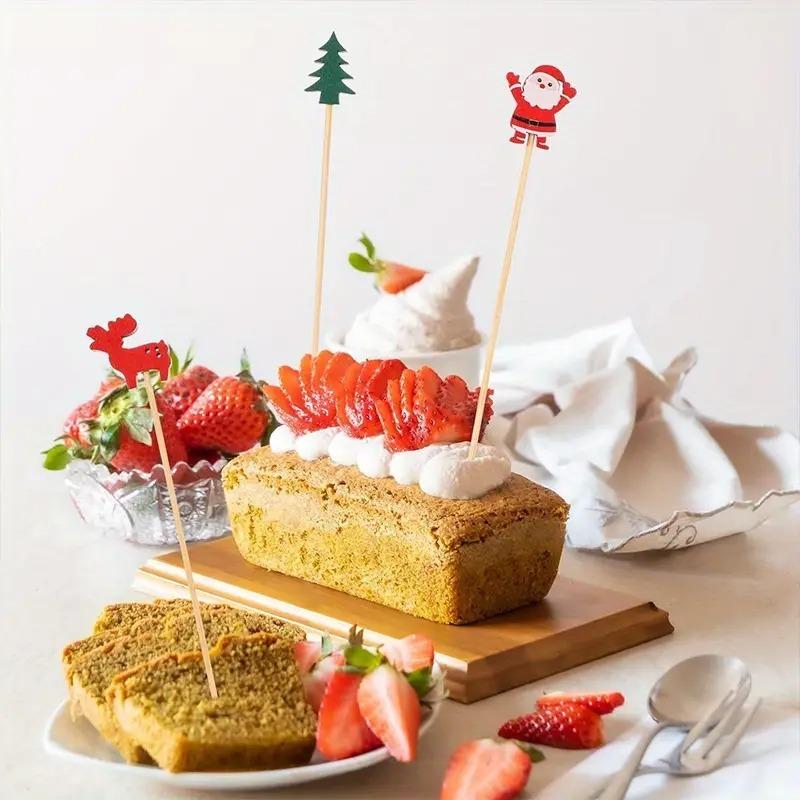 Christmas Disposable Bamboo Fruit Sticks Snowflake Tree Elk Santa Claus Holiday Kitchen Party Supplies Holiday Table Decoration