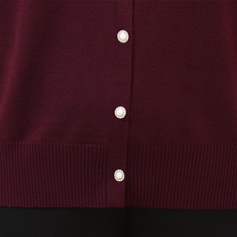 Plus Size Women Button Knit Cardigan for Elderly Ladies Round Neck Long Sleeve Casual Sweater Outerwear