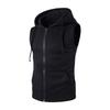 Men Vest Jacket Hooded Drawstring Sleeveless Zipper Placket Vest Coat Solid Color Pockets Zipper Placket Waistcoat