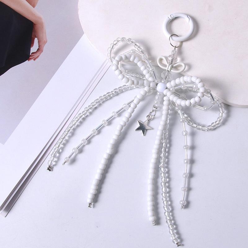1Pc Diy Accessories Girl Alloy Bow Beaded Pendant Suitable For Phone Case Phone Chain Earphone Case Keychain Camera Chain