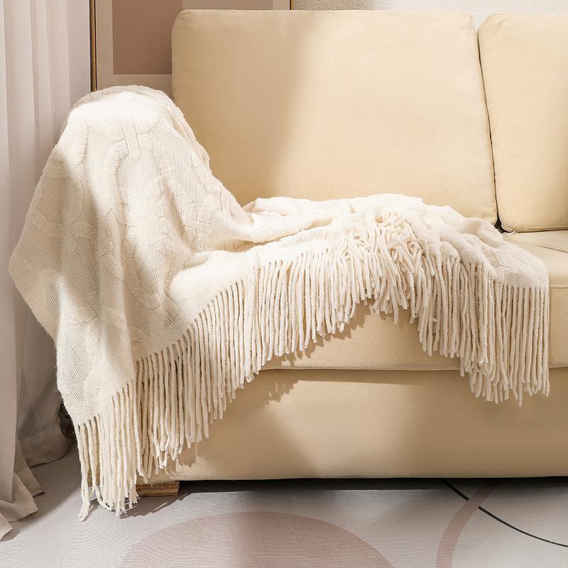 

Woven Jacquard Woollen Terry Throw Blanket Knit Sofa Cover Blanket Small Thread Blanket Comfortable Office Naps Blanket For Couch Bed 65*240cm