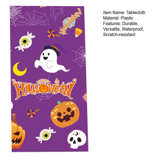 Halloween Tablecloth Spooky Ghost Printed Plastic Tablecloth Waterproof Indoor Outdoor Backdrop Banner Haunted House Decoration Creepy Party Favors