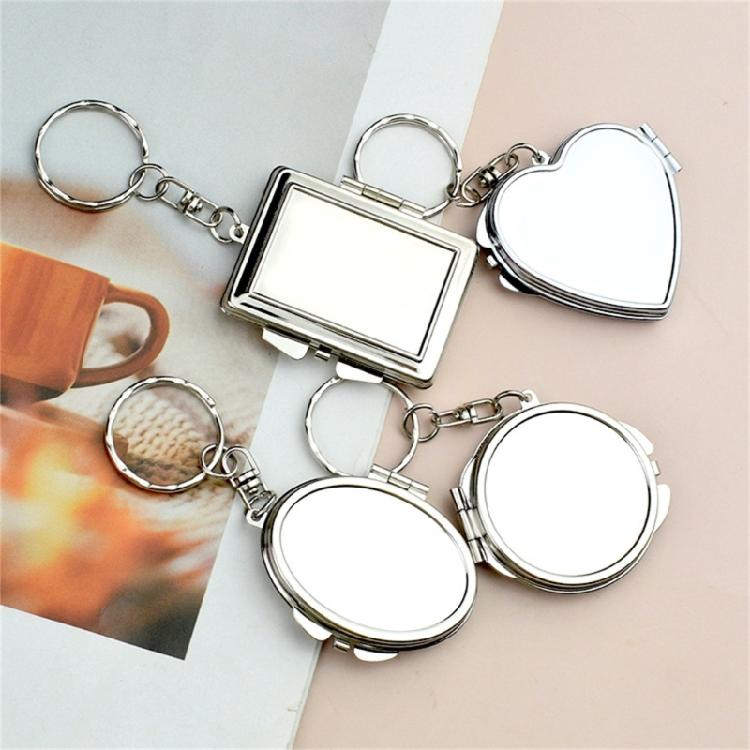 Easy To Clean Metal Keyring Cosmetic Mirror for Travel Office and Daily Activities Featuring Sturdy Construction