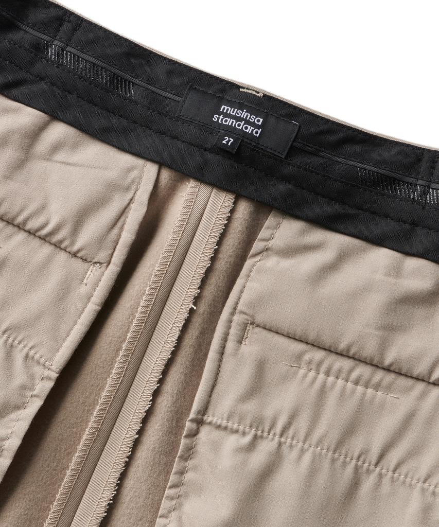 MUSINSA STANDARD WOMAN Women'S Heavyweight Fleece-Lined High-Waisted Wide Hidden Elastic Waist Slacks [Beige]