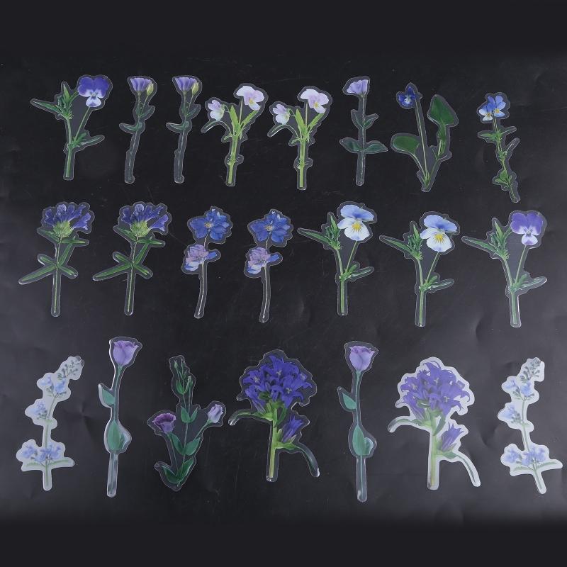 Artificial Flower Stickers Assorted Styles Floral Decorative Scrapbook Stickers Flowers Plant Series Decals for Laptop