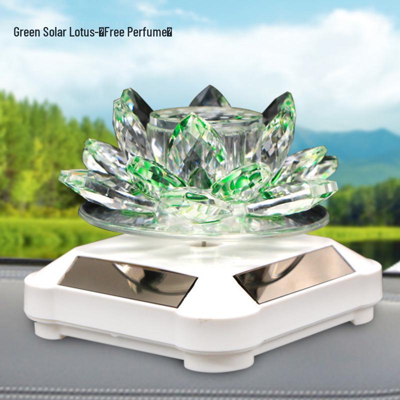 Lotus Guanyin Buddha Car Ornament with Crystal Perfume Base - Peaceful Interior Decoration