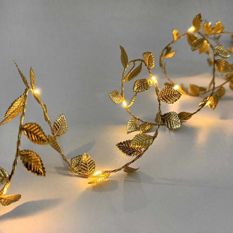 2M 20LED Goldene Blätter String Fairy Lichter Für Hochzeit Geburtstag Party Dekoration Hausgarten Künstliche Pflanze Garland Vine Licht