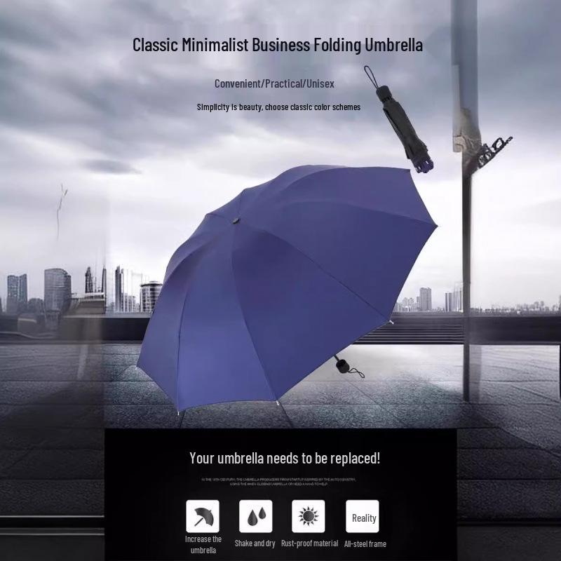 Dual-Use Anti-UV Large Folding Umbrella for Rain and Shine