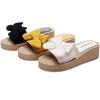Damen Sommer Keilabsatz Sandalen mit Schleife - Lässige Strohsohle Strand Flip-Flops