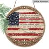 2D Flat, 1pc Round Aluminum Hanging Sign, Vintage Plaque Featuring "American Flag 1776 Declaration of Independence" with THOMAS Jefferson Quote