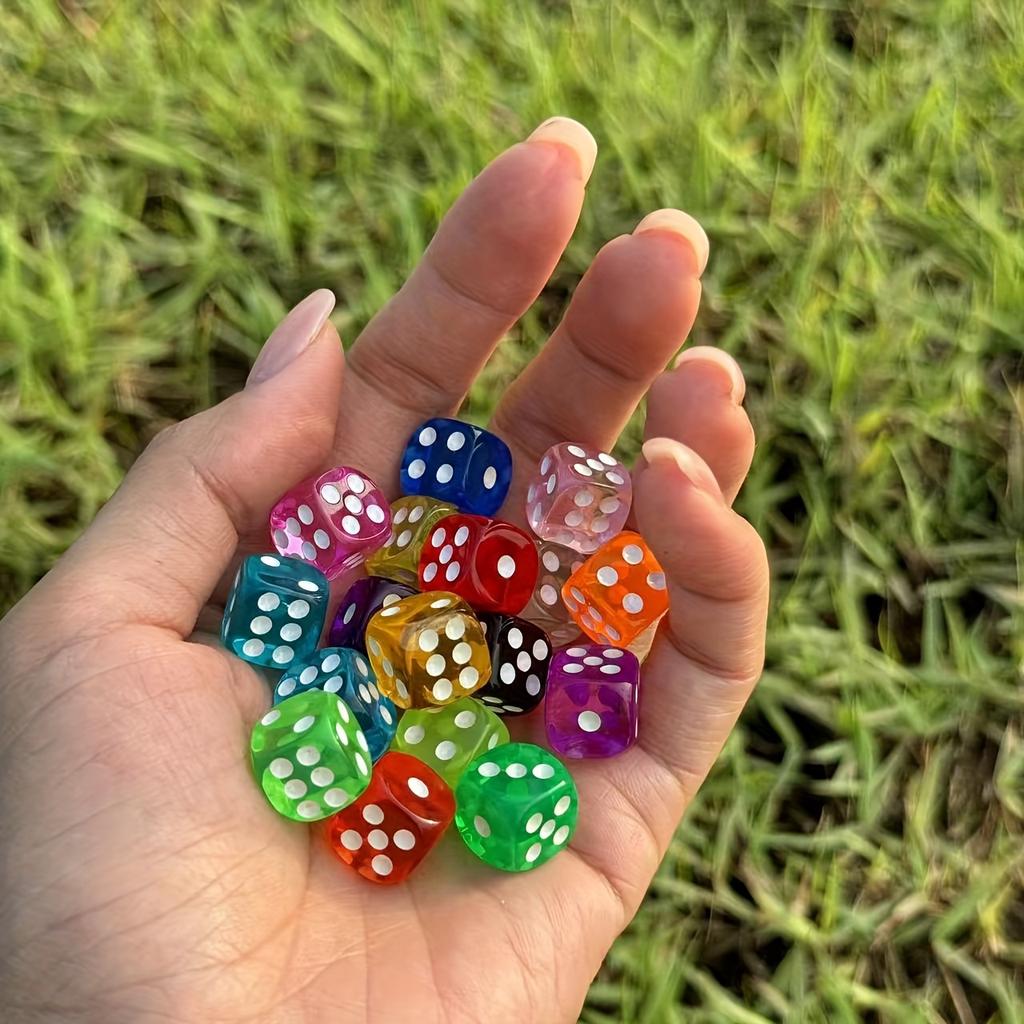20/50PCS Acrylic Dice Set, 12mm Rounded Corners, Transparent Candy Color, Versatile for Board Games, Party Gifts, Action Games