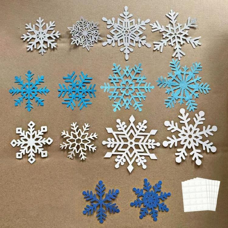 50pcs Double-Sided Snowflake Decorations with Adhesive Dots for Holiday Crafting Strong Adhesive Wall Stickers