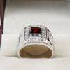 Garnet Emerald Cut Gemstone With 925 Sterling Silver Ring For Men's #B753 JL375692863815