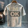 Cotton Round Neck Trendy Tops, Fashionable and Versatile Men's T-shirts, Loose Printed Short Sleeves for Couples