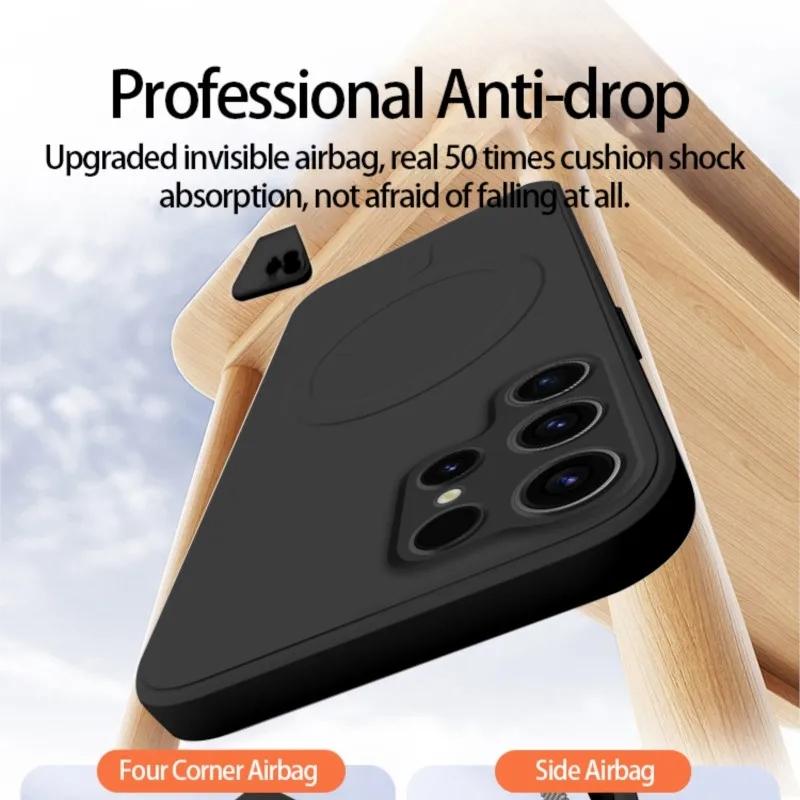 Original Flüssigsilikon-Magnethülle für kabelloses Laden für Samsung Galaxy S24 S23 S22 S21 Ultra Plus FE Magsafe Stoßfeste Abdeckung
