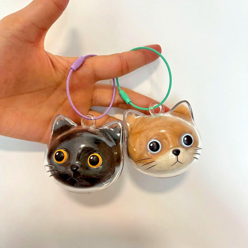 1Pc Memorial Bottle Transparent Cat Head Shape DIY Plastic Cute Pet Hair Keepsake Box Cat Fur Storage Container Pet Lovers Gift
