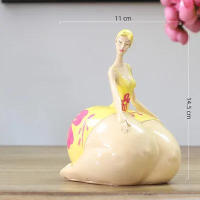 Nordic Plump Beauty Female Figurines Sculpture Ornaments Home Living Room Desk Fat Girl Statue Resin Decoration Accessories