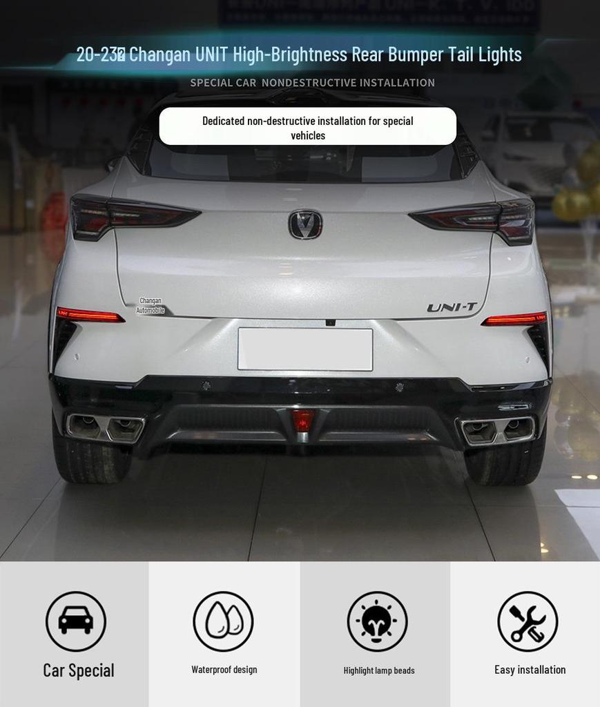 Changan UNIT Rear Bumper LED Reflector: Brake & Flowing Turn Signal Anti-Collision Light.