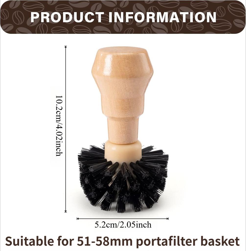 51-58mm Portafilter Cleaning Brush Contoured Espresso Basket Scrubber for Deep Clean Non-Scratch Barista Tool for Home Machines
