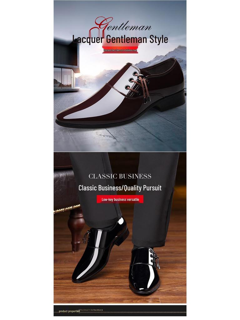 Dragonfly Men's Genuine Leather Pointed Toe Formal Shoes - Soft Sole, Korean Style, Plus Size Available