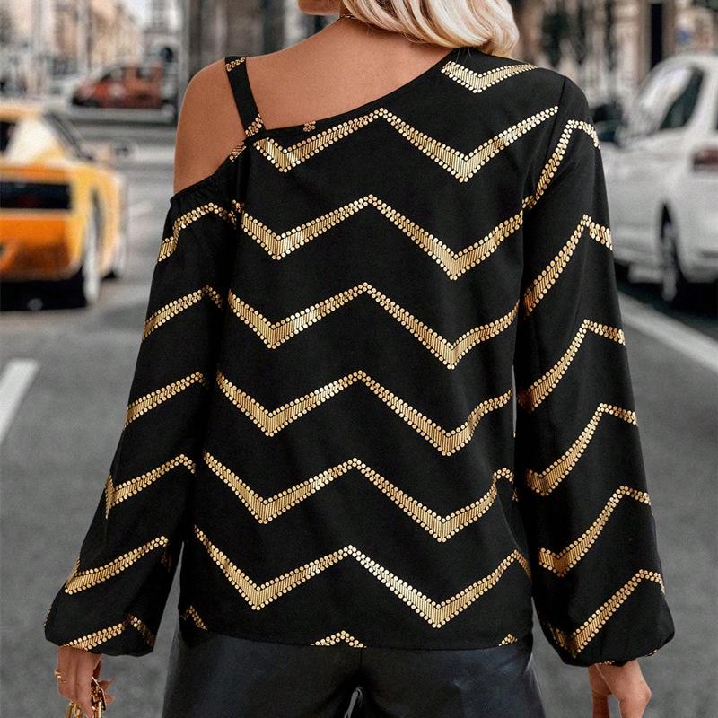 YYFS Women's Fashion Casual Spring Fall Long Sleeve Oblique Collar Blouses & Shirts