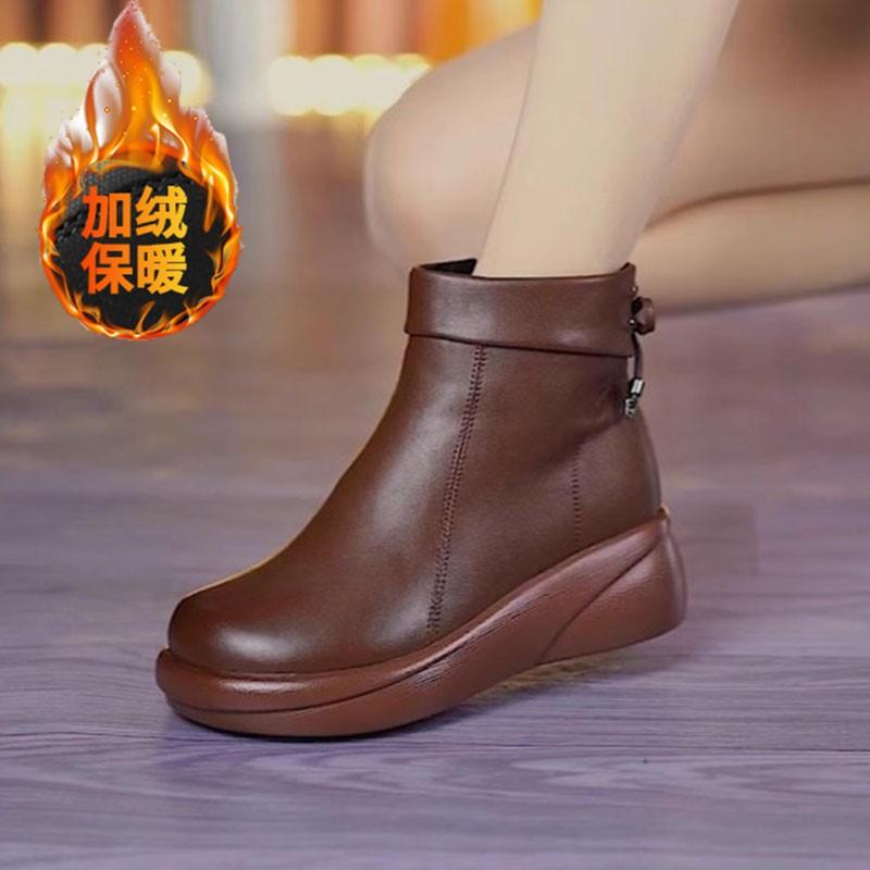 

Винтажные британские женские ботинки Martin 2024 года, осень-зима, новые бархатные теплые ботинки с боковой молнией на толстой подошве из хлопка для матерей 40