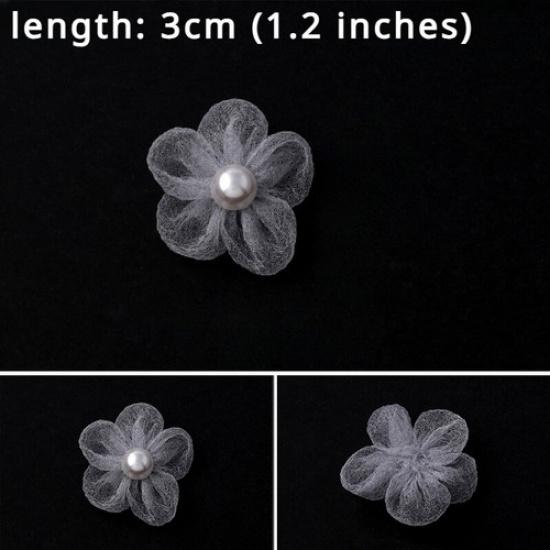 10pcs DIY Chiffon Appliques Flower Shape Beaded Material for Headband Hat Decor